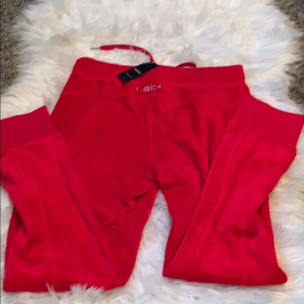 NWT BEBE velour pants small RED
